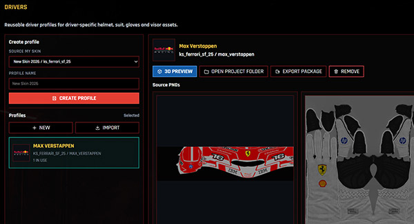 Driver Profiles screen